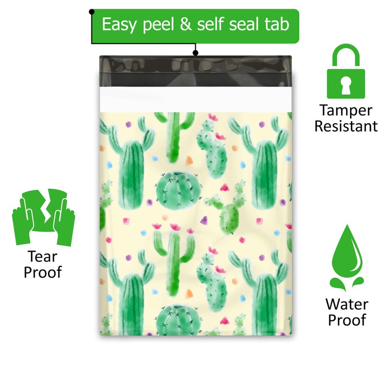 Pro Supply Global 10x13 (100) Cactus Floral Designer Poly Mailers Waterproof Self Sealing Tear Resistant Polymailers Shipping Envelopes Premium Printed Bags For Small Businesses - Image 2